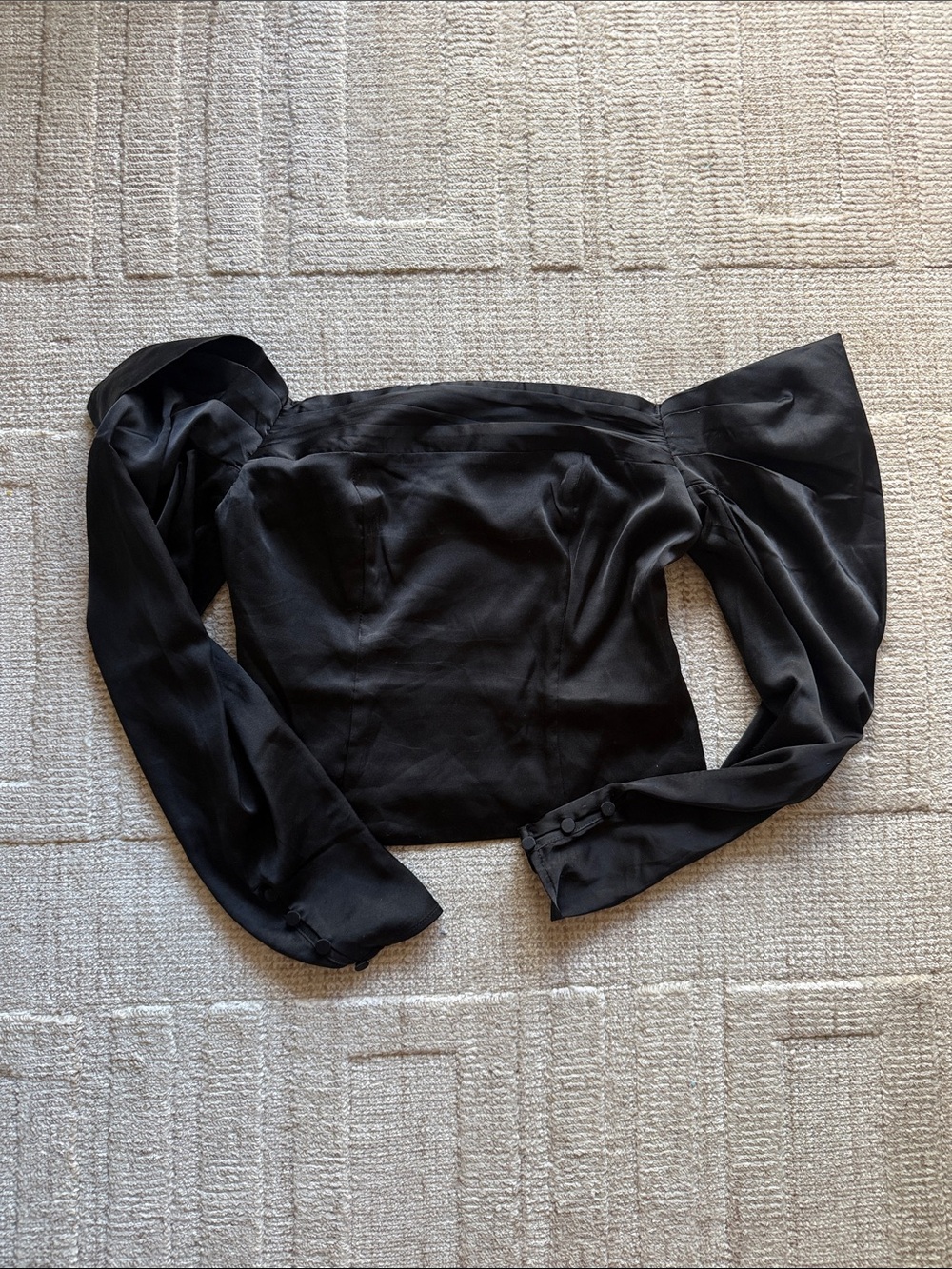 Express Black Off-The-Shoulder Puff Sleeve Blouse
